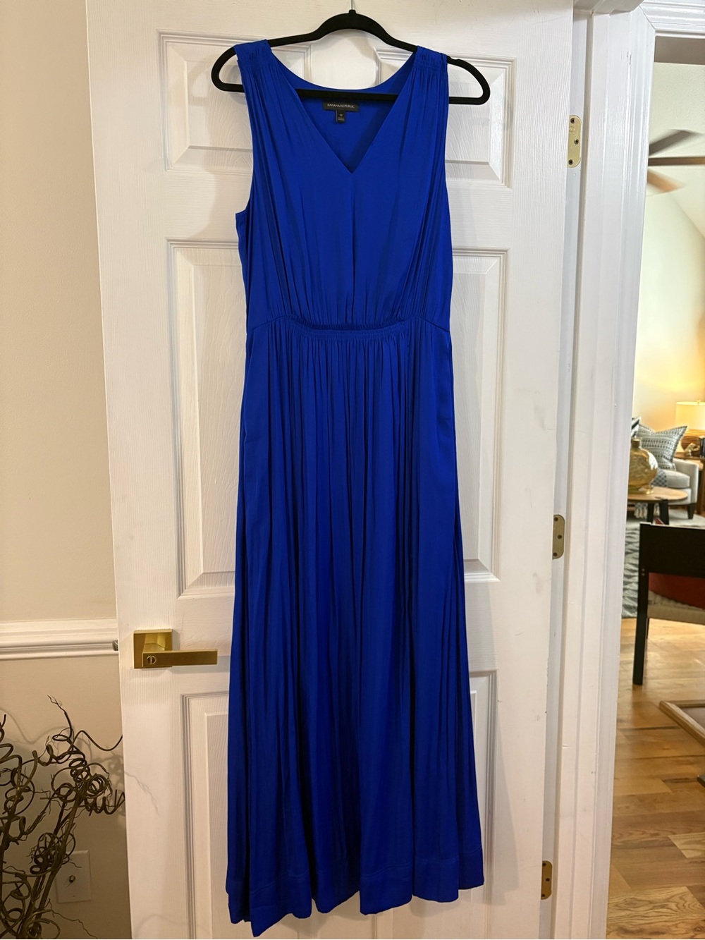 Banana Republic Sleeveless V-Neck Maxi Dress in Cobalt Blue